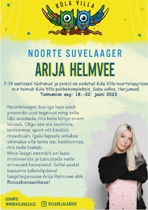 Suvetegevused 2023 osaleja Küla Villa noorte suvelaager Suvetegevused 2023 osaleja Küla Villa noorte suvelaager
